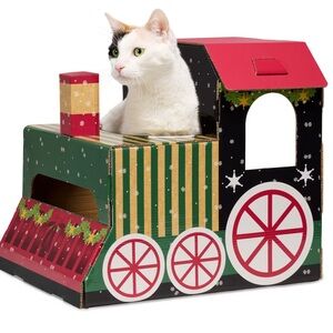 Merry Makings by Petco Holiday Train Cardboard Cat Scratcher Corrugated Base